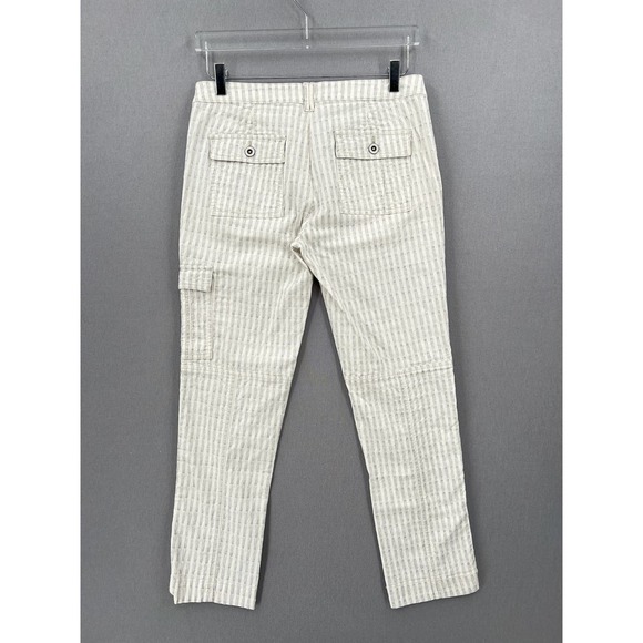ANTHROPOLOGIE HEI HEI Pants Womens 4 Off White Cotton Striped Pant Wander Cargo - Picture 3 of 13